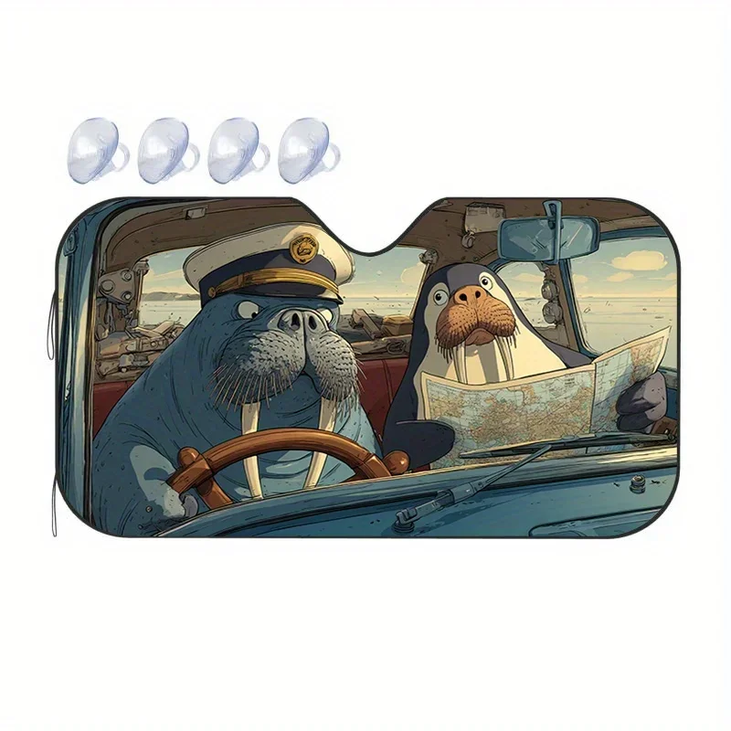 

Whale Captain Car Parasol Cortina Bloqueo UV Reducción de reflejos Parasol con Captain Whale & Crew, Apto para todos los coches
