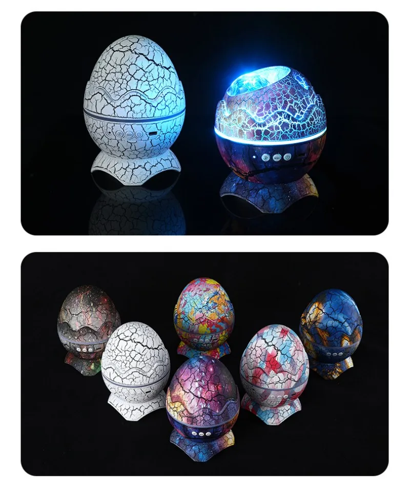 Dinosaur Egg Starry Night Light Galaxy Projection Lamp Bluetooth Music Crackle Nebula Decoration Kids Ambient Night Lights