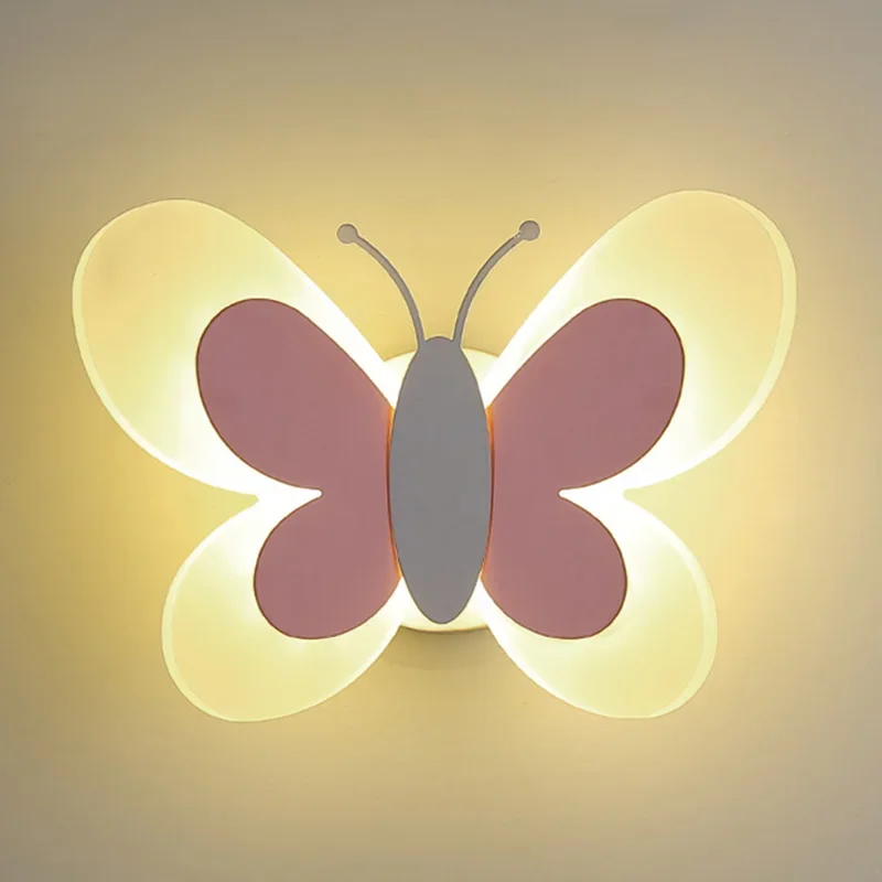 Modern Children\'s Room Butterfly Wall Light For Bedroom Bedside Wall Lamp Creative Personality Wall Decor LED Butterfly Sconce