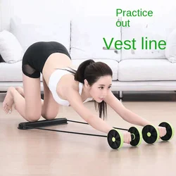 Abdominal Double Wheel Ab Roller Gym Home Muscle Exercise Fitness Equipment Pull Rope Resistance Bands Slimming Device