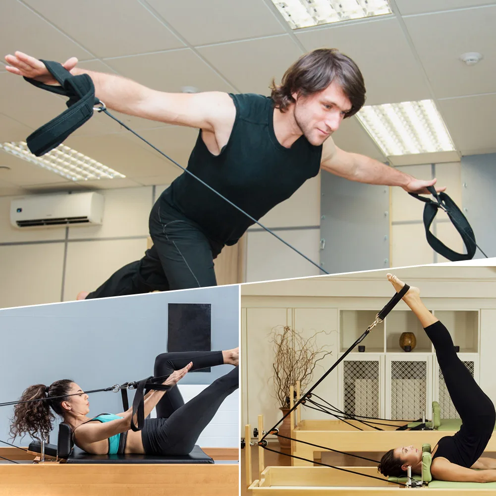 2Pcs Yoga Strap Elastic Double Ring Ankle Pilates Cord with Adjustable Buckle Exercise Straps Multi-Purpose for Home Gym Workout