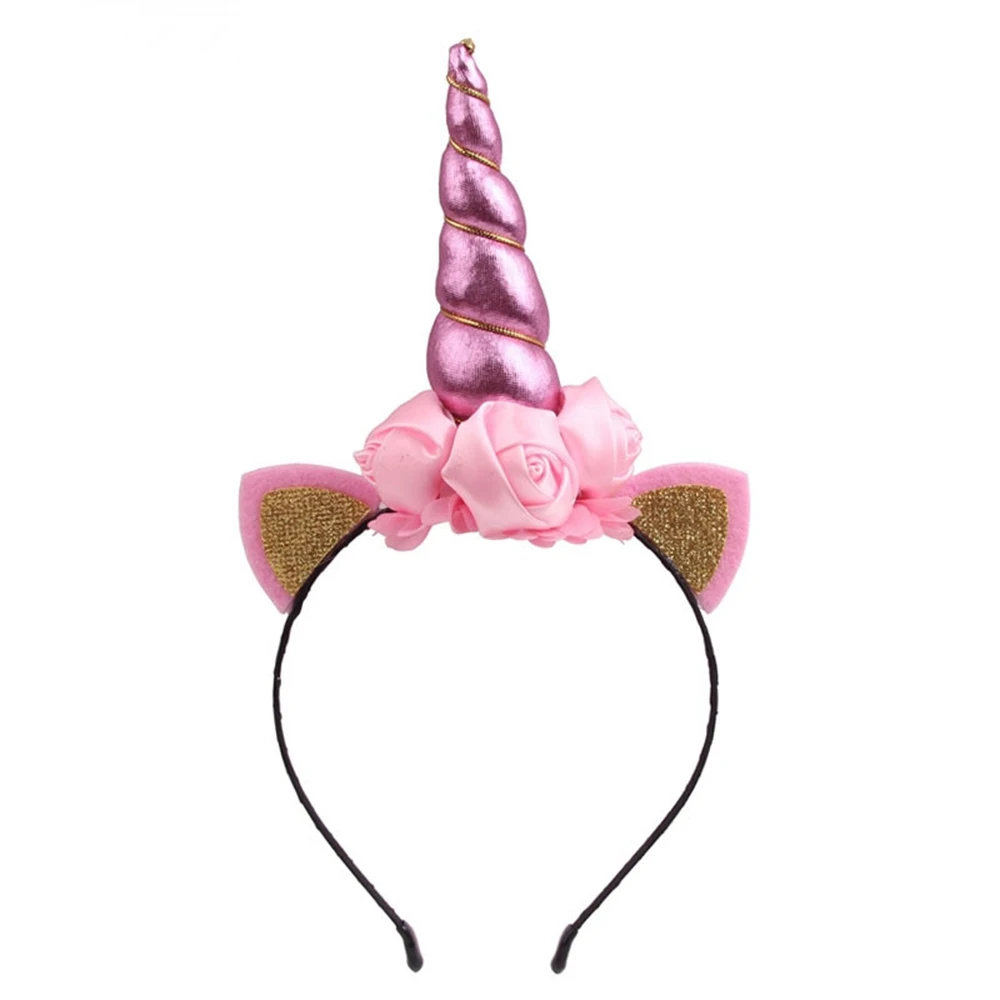 

1pc Sweet Unicorn Princess Hairband Cute Flower Decoration Cat Ear Hair Hoop Party Performance Birthday Wear Girl Hair Accessory