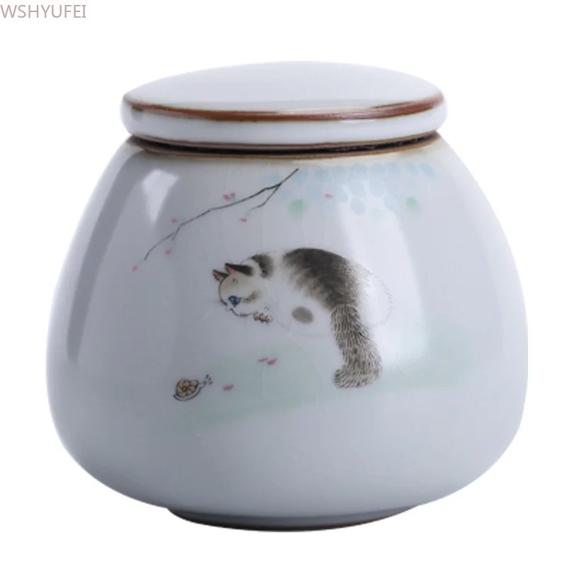 Urns for Ceramics Ashes Sealed Cremation Funeral Keepsake Human Pet Memorial Suitable Home Fireplaces Burial Ash Urn Cat
