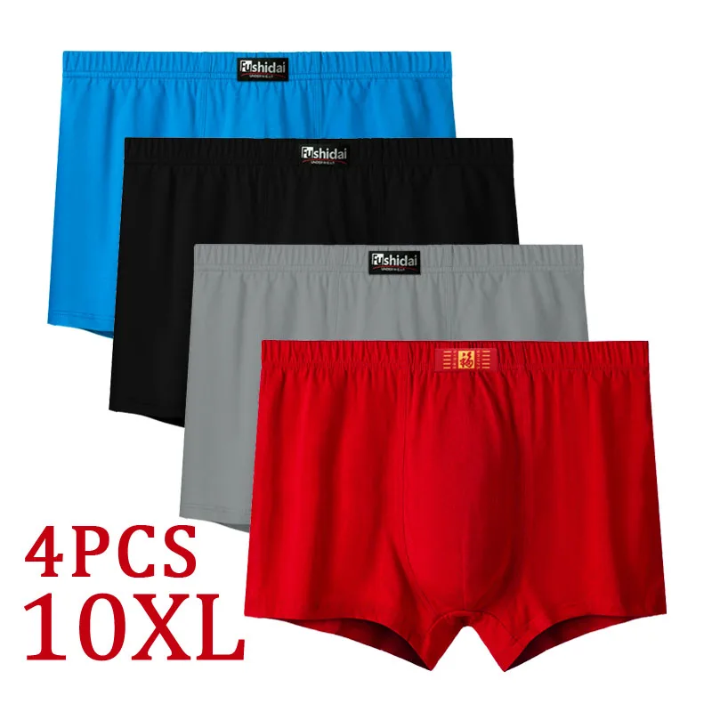 4Pcs/lot 10XL Men Boxer 100% Cotton Mens Boxer Homme Mens Panties Men Underwer Panties Man Underwer Man Boxer Comfort Oversize