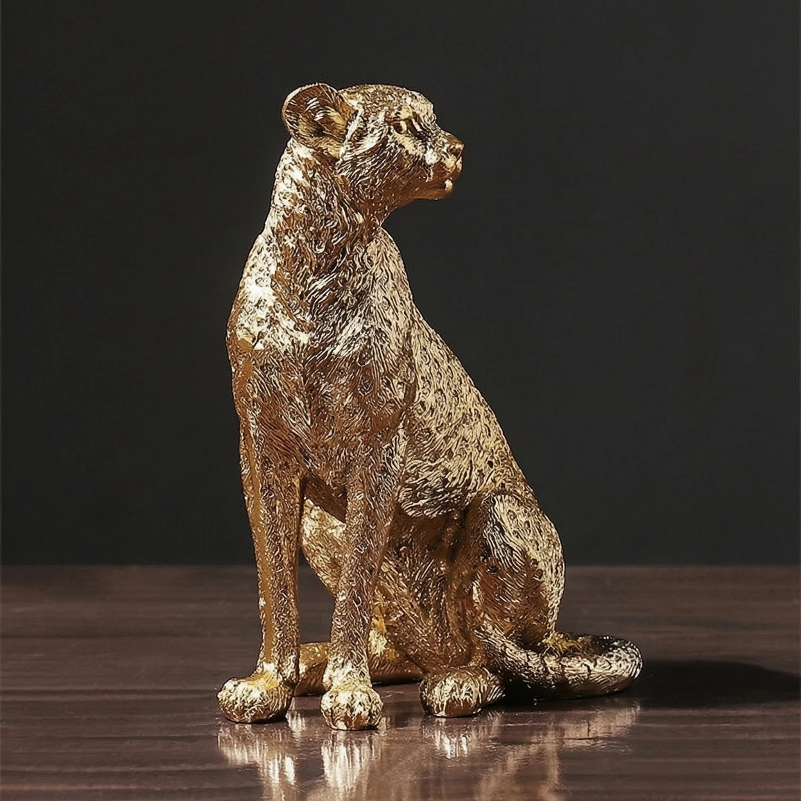 Leopard Figurine Textured Leopard Statue Sculpture Elegant Decor Long-Lasting for Shelf, Desk