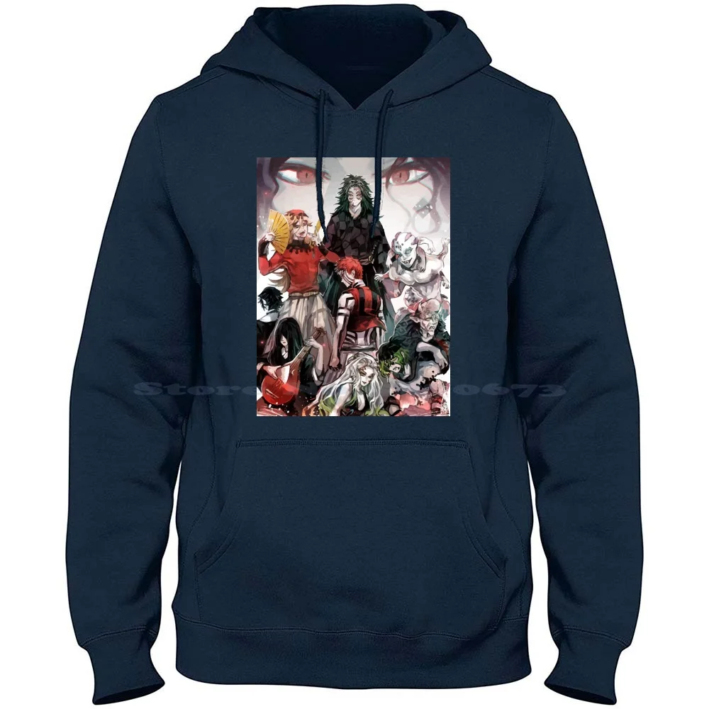 Muzan With Upper Moons 100% Pure Cotton Hoodie Tshirt Hydro Kimetsu No Yaiba Nezuku Lightning Anime Flower Inosuke Demon Kawaii