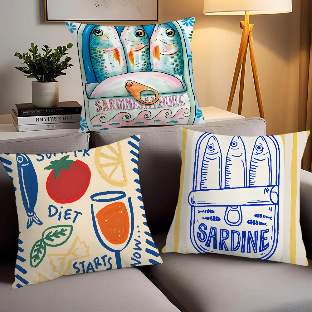 Cuadros decorations Sardines Nordic Pillow Case Office Cushions Suitable For Sofa Car Decorative Cushion Cover