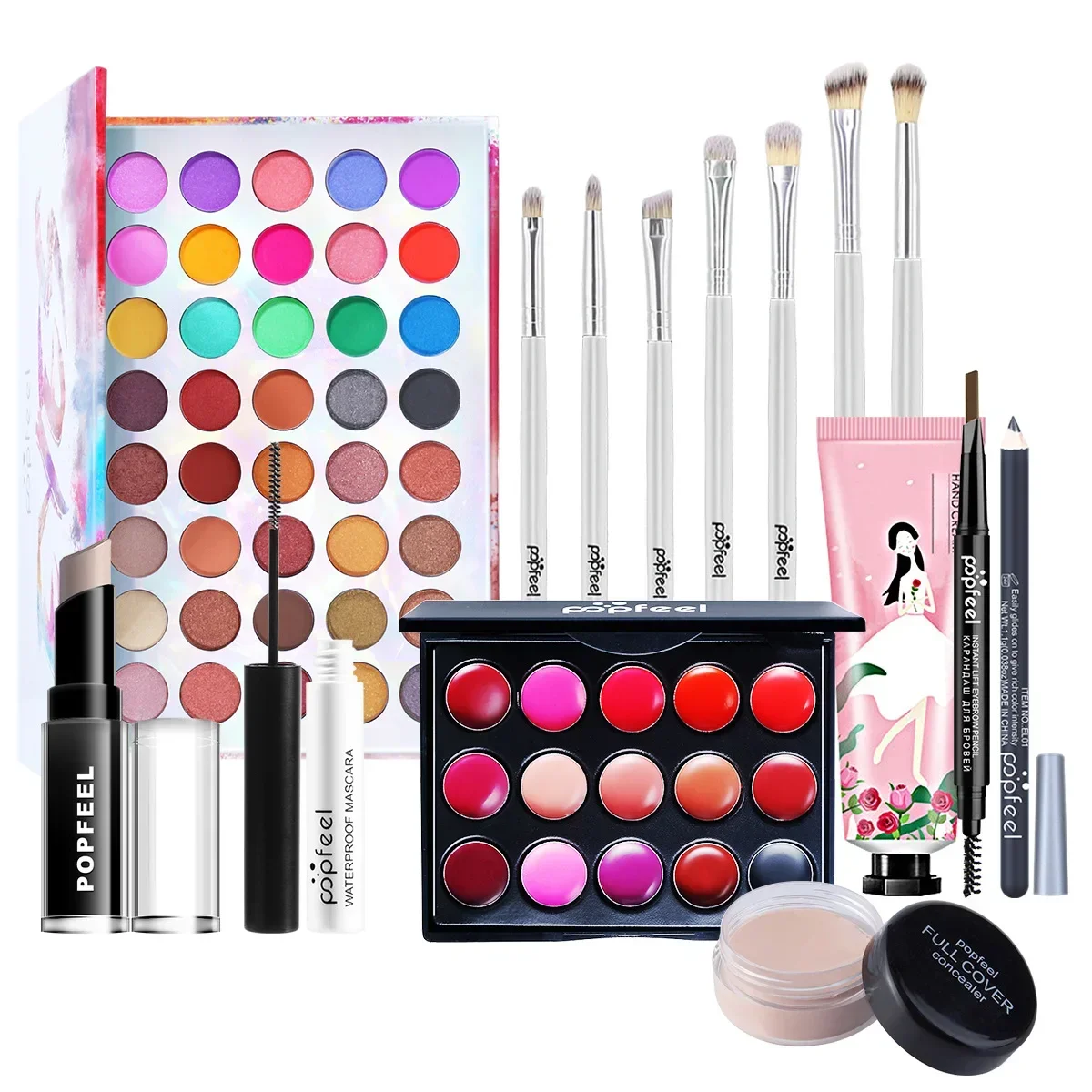 Ensemble de maquillage ChlorSet, fard à barrage, rouge à lèvres, crayon pour les yeux, eye-liner, correcteur, mascara, fond de teint, pinceau isolant, cosmétiques coréens