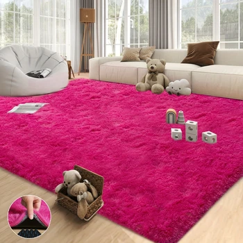 Hot Pink Plush Shag Rug 1