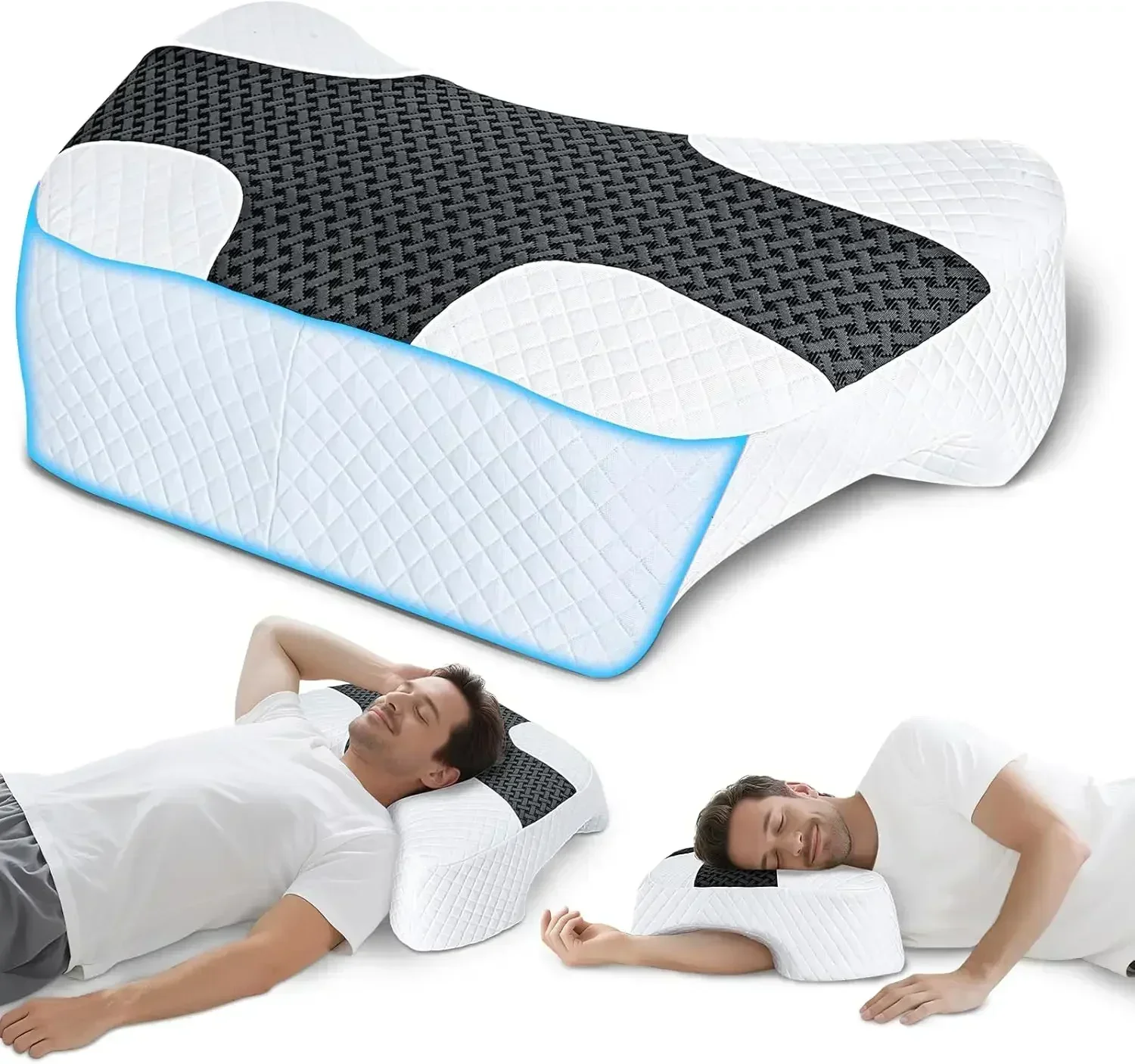 

Upgraded Memory Foam Pillow with Arm Holes for Side, Back, and Stomach Sleepers - Relieves Neck and Shoulder Pain (Black)