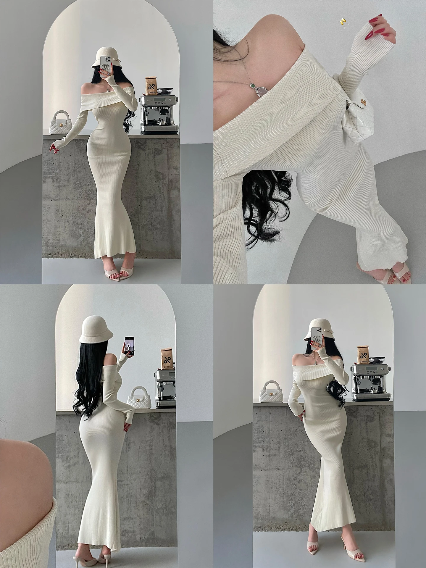 

Элегантное облегающее вечернее платье Pure Desire с одним открытым плечом, длинным рукавом и вязаным лифом-бандо для молодых девушек