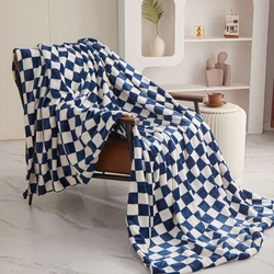 Retro Checkerboard Plaid Flannel Blanket Super Soft Warm Throw Blanket Office Sofa Cover Bedspread Gift Blankets