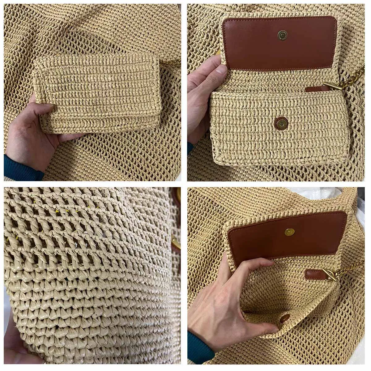 Luxury Handmade Straw Bag for Women High Quality Natural Raffia Tote Bag Female Summer Vocation Beach Handbag 2024 Girls Purse