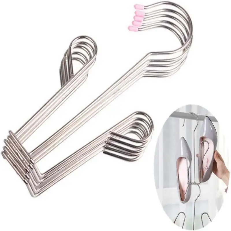 5 Pack Stainless Steel Shoes Hanger Drying Rack for Dehumidifying Hanging Leather Shoes,Double Hook Design Drying Shelf Storage