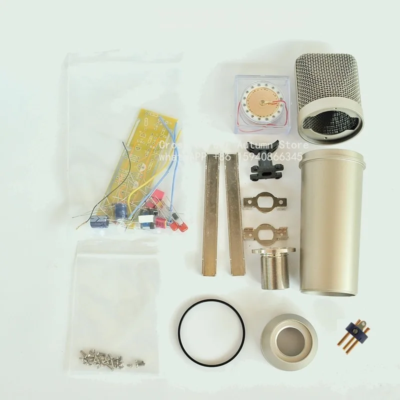 Large diaphragm capacitor microphone DIY kit, microphone parts 48V 34MM gold-plated sound head U87 shell full set of parts