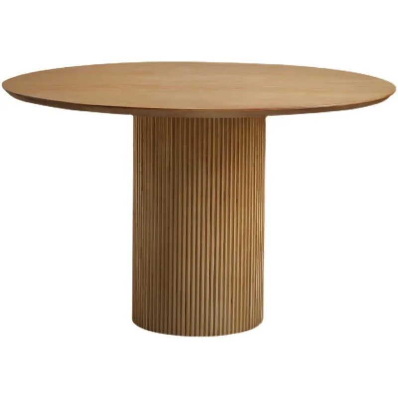 Wooden Round Dining Table Set Nordic Style Pine Oak wood Base And Top For Dining room And Home Furniture