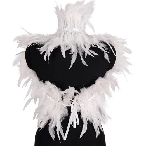 Sli White Feather ort Cosplay Costume di scena loween Modello Walk ow Abbigliamento da palcoscenico Semplice Ele Cos tradizionale da donna...