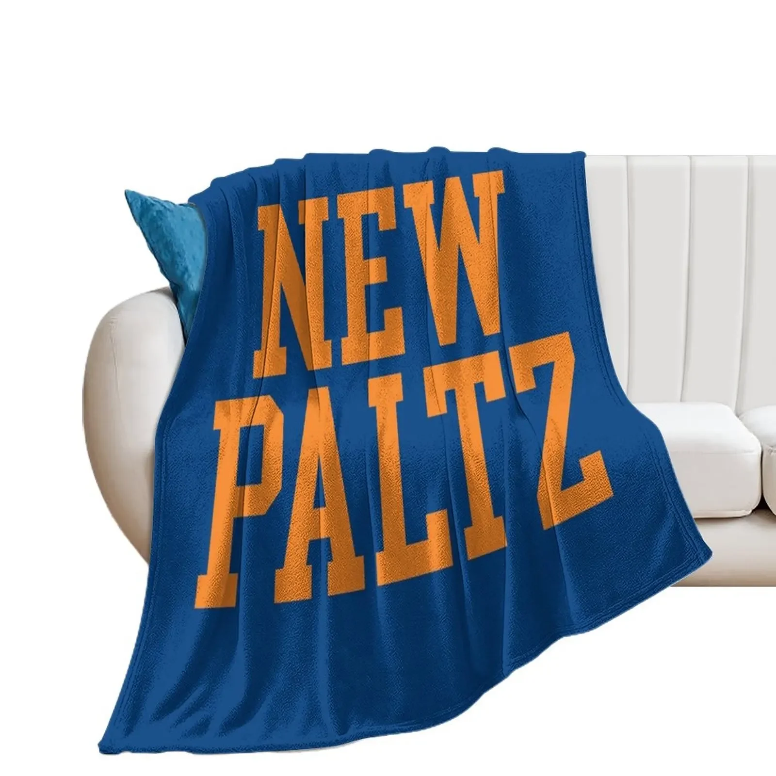 

new paltz - varsity font curved Throw Blanket Custom Decorative Sofa Summer Beddings Polar Blankets