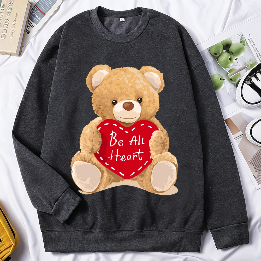 

Толстовка с мультяшным медведем Gives You His Heart, мужская осенняя свободная повседневная одежда, хипстерский мягкий пуловер, модная одежда унисекс в стиле хип-хоп