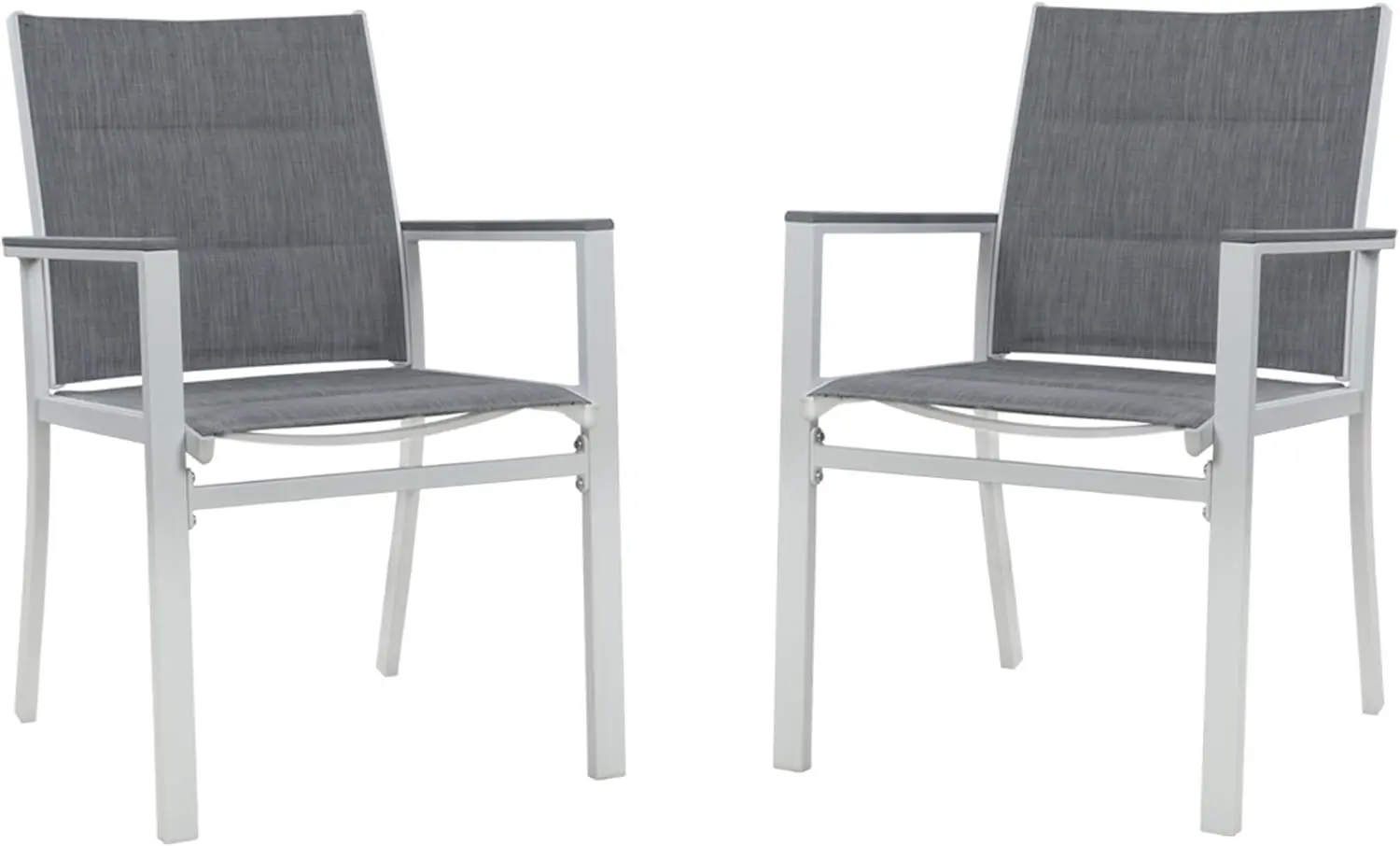 

Outdoor Aluminum Patio Dining Chair (White Frame, Gray Paded Textilence, Pack of 2), Customized
