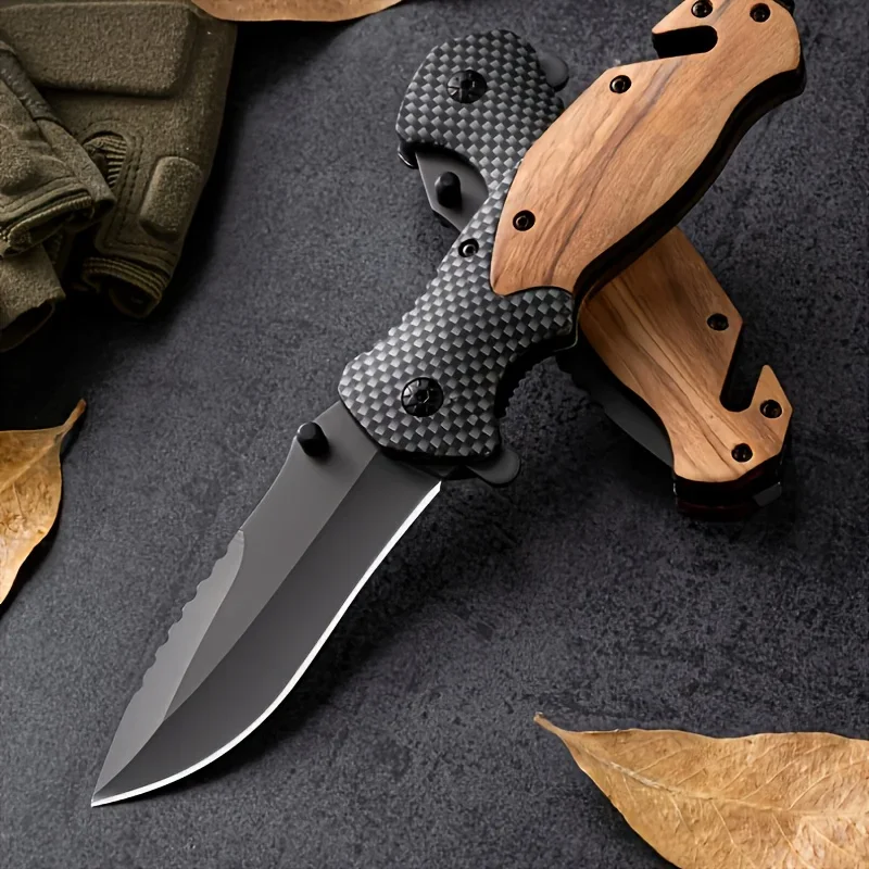 Outdoor folding knife, portable EDC pocket knife, stainless steel sharp fruit knife, multi-purpose hiking, camping, BBQ