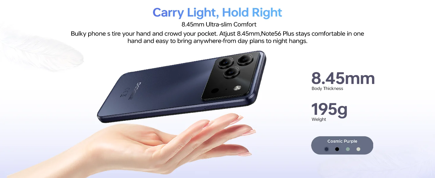 DOOGEE Note56 Plus entsperrtes Android 16 Handy, 48 GB + 256 GB/2 TB TF Erweiterung, 6,5 Zoll HD+ 90 Hz Display, 6150 mAh