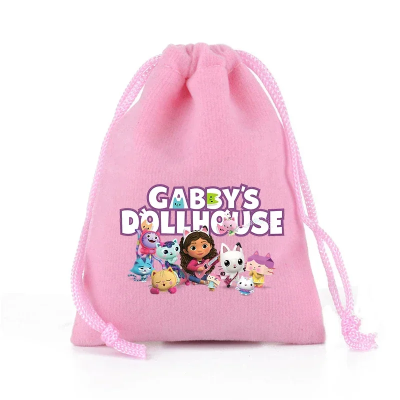 Gabby Dollhouse Girls Boys Canvas Drawstring Bags Animation Figures Graphic Child Handbags Storage Pouches Kids Birthday Gift