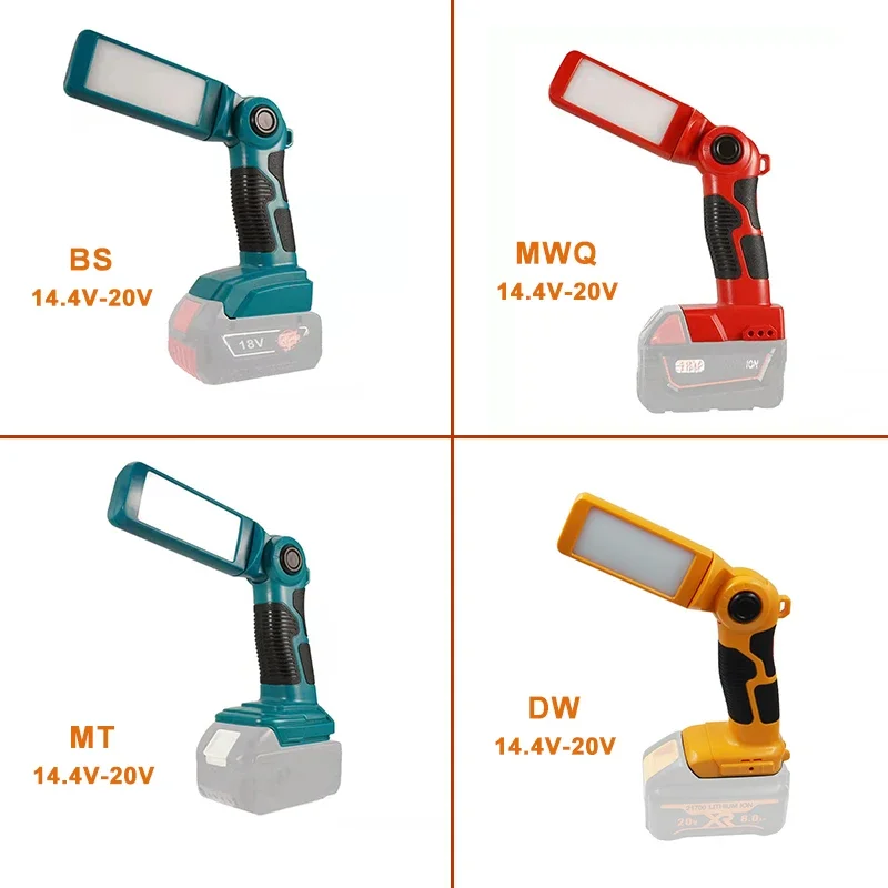 12W Portable LED Warning Light Work Light Outdoor Lighting For Makita Bosch Milwaukee Dewalt Power Tools 18V Lithium Battery