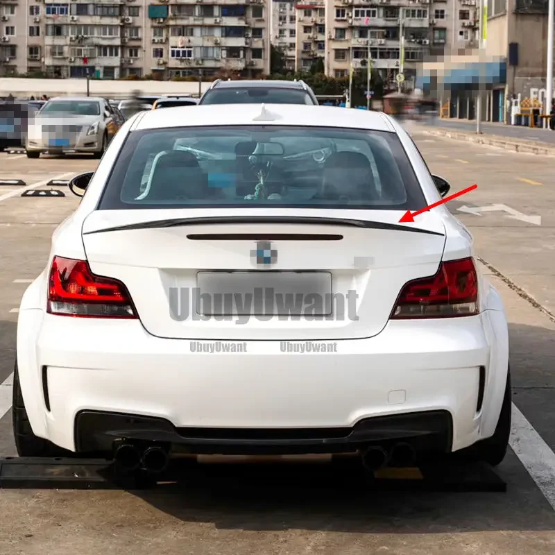 For BMW 1 Series 2-Door Coupe E82 E88 1M Gloss Black & Carbon-Printing ABS Rear Spoiler Car Wing  2007 - 2013