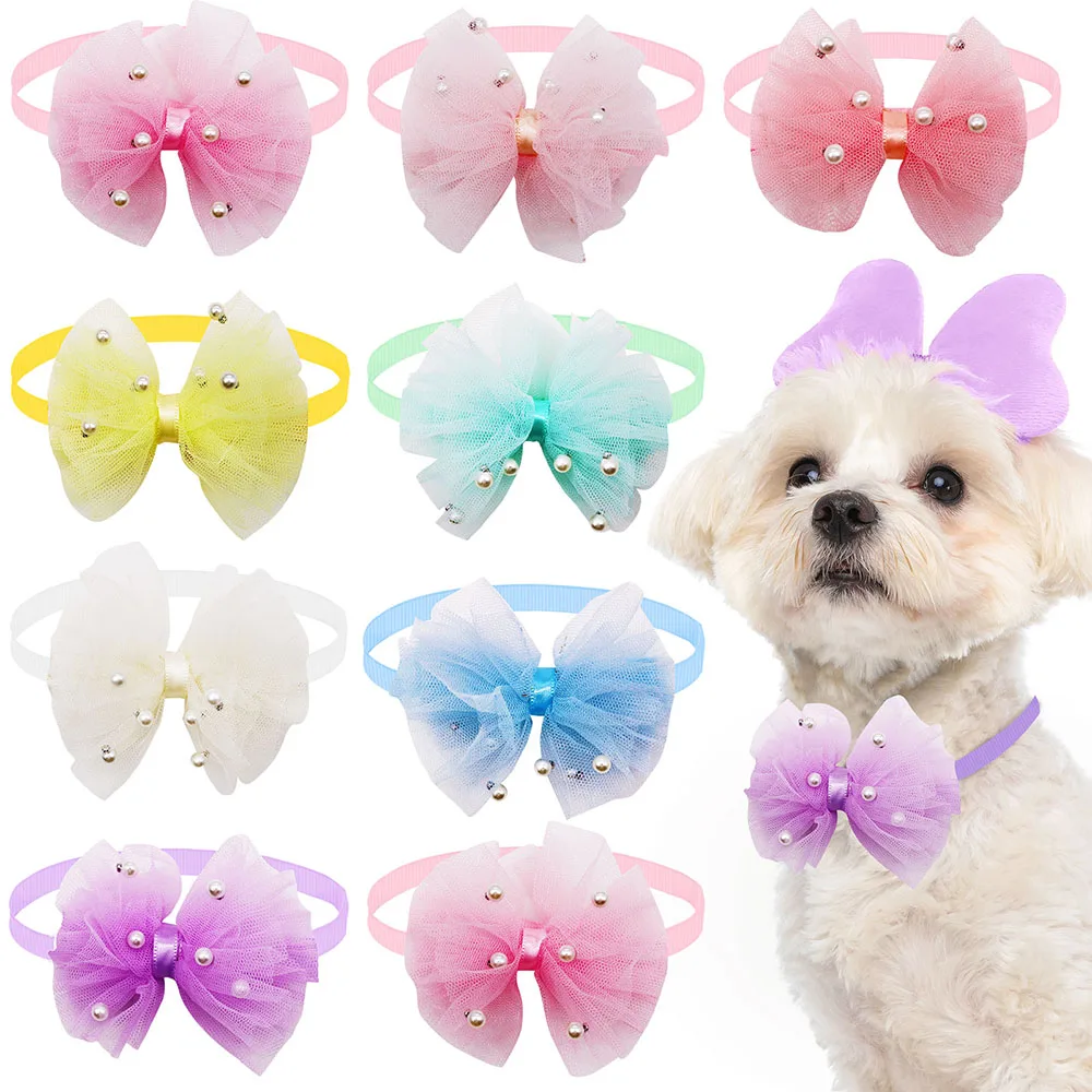 Solid Lace Bowties for Dog Grooming Bows Adjustable Dog Collar Bow Cat Collar Bow Puppy Accessories Daily Pet Supplies for Dogs