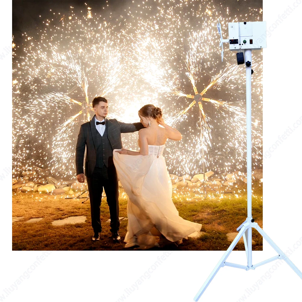 

Remote Control Cold Spark Firework Rotate Fan Windmill Pyro Christmas Wedding Show Machine Marriage Bride Stage Concert Fetival