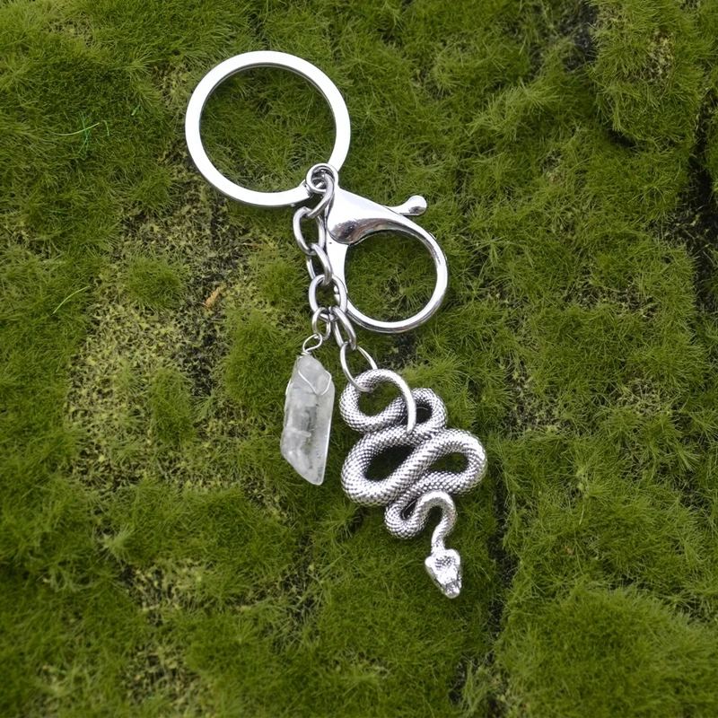 Witch Snake Quartz Stone Keychain, Gothic Snake Keychain, Animal, Car Pendant