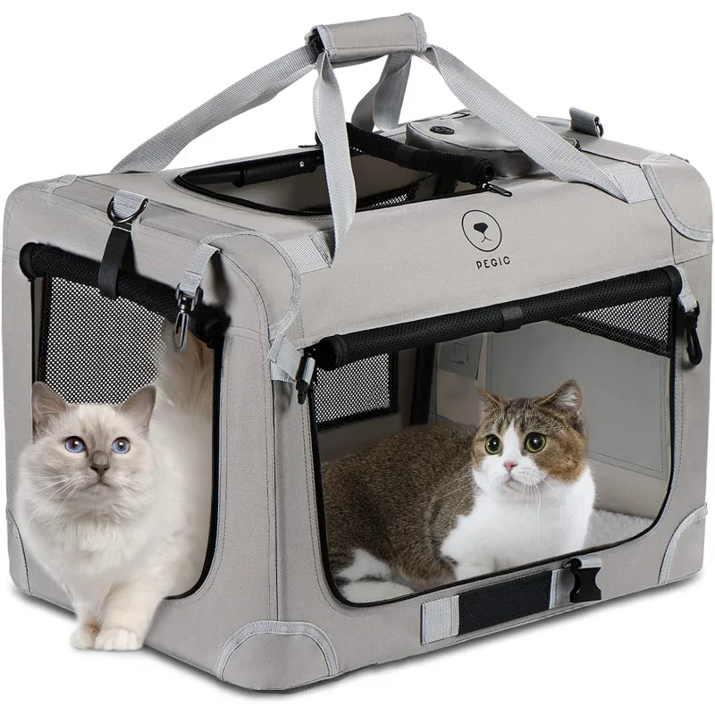 Transportador Extra Grande Do Gato Para 2 Gatos, Portátil Macio Face, Viajando, Uso Interno E Exterior