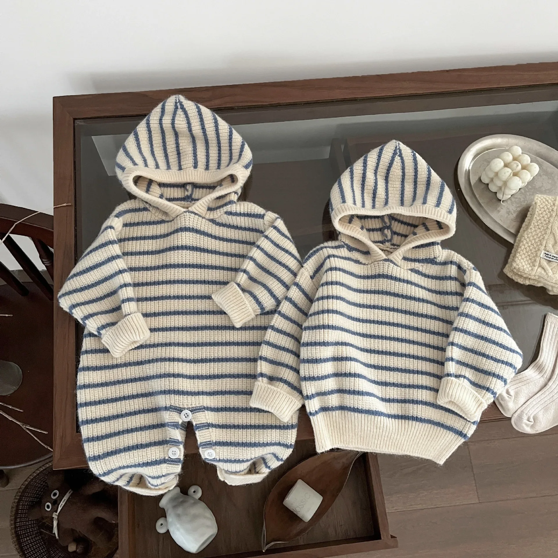 2025 Striped Knit Baby Rompers Knitted Infant Sweater Top New Born Baby Girl Clothes Ropa Bebe Bodysuits One-Pieces 0-24Months