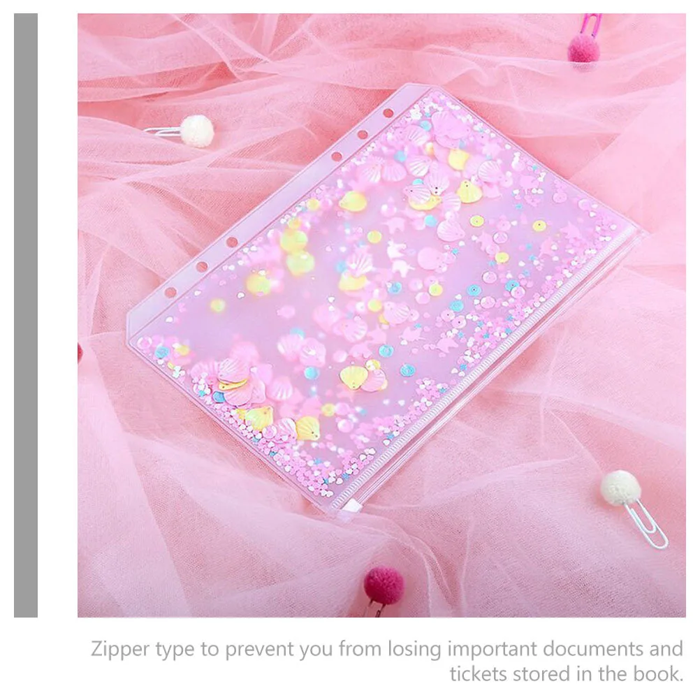 

6Pcs Clear View Zip Pouch for Loose-Leaf Book Sturdy Reusable Document Organizer Small Item Storage Bag with Transparent Window