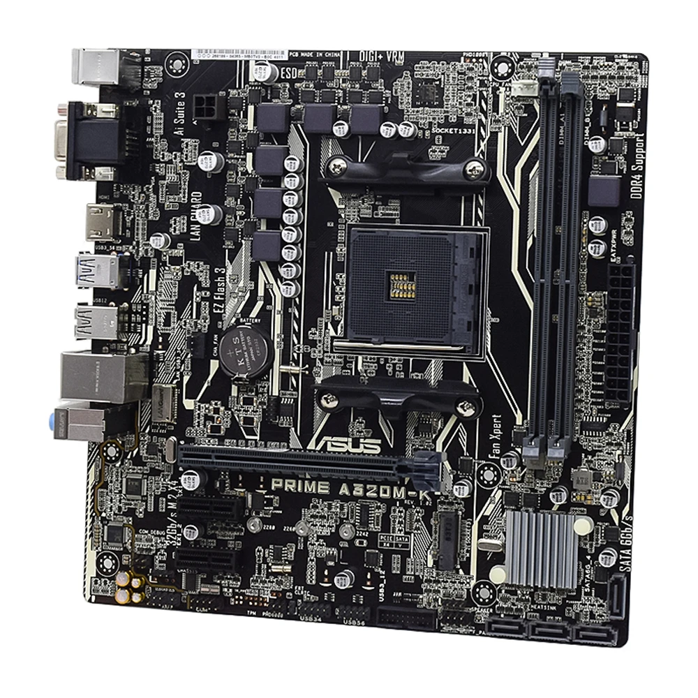 Imagem -02 - Motherboard Usado para Asus Prime A320m-k Adota Amd A320 Chipconjunto Soquete Am4 Suporta Amd Ryzen 3000 4000 10000series Processor