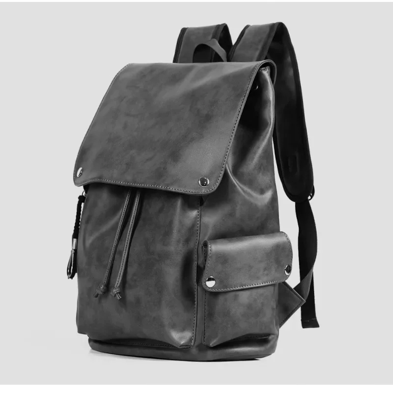 Mochila vintage masculina, design de moda, mochila luxuosa de couro pu, grande capacidade, bolsa para laptop de 14 polegadas, mochilas escolares