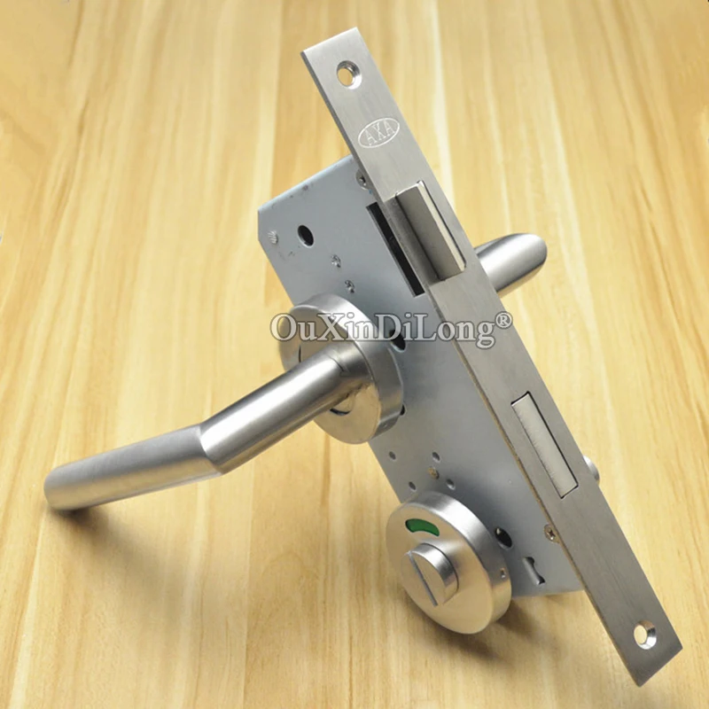 Stainless Steel Toilet Indicator Locks Bathroom WC Public Restroom Partition Split Door Locks with Lock body+Door Handles