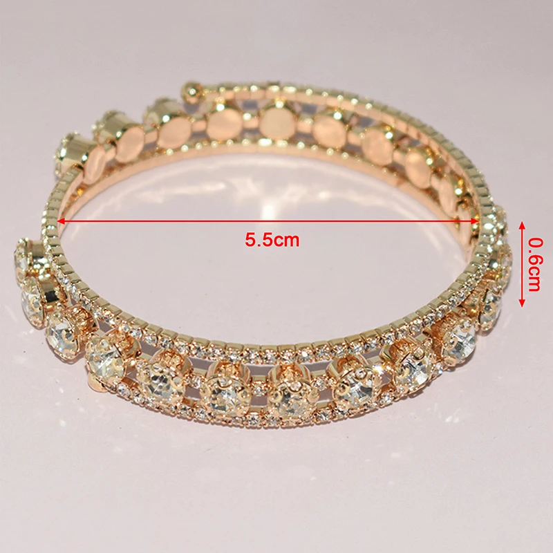 Fashion Crystal Bracelet for Women Wedding Bangle Hand Jewelry Multi-Layer Bridal Rhinestone Bracelet