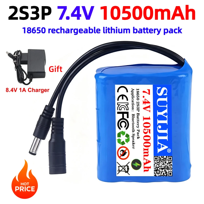 NEW 7.4V 2S3P 18650 10500mAh 2S Lithium Battery For Bicycle Lights, Fishing Lights, Remote Control Fishing Bait Boat Ship,Audio