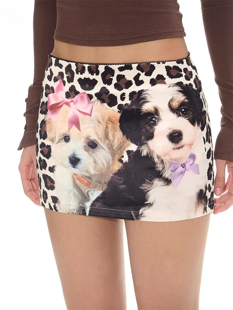 Summer Women Kpop Harajuku Shoujo 2000s Aesthetic Mini Leopard Print Skirt Korean Y2k Tide Japanese Fashion A-line Micro Skirt