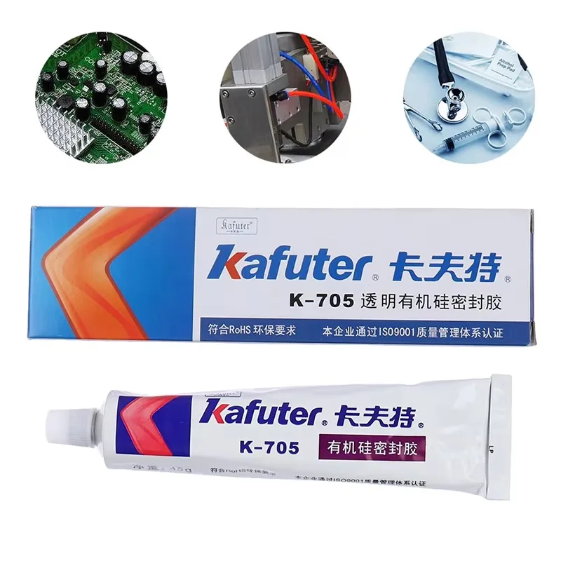 45g Kafuter K-705 RTV Silicone Rubber Electronic Glue Sealant Transparent Organo Silicon Insulation Resistance High Temperature