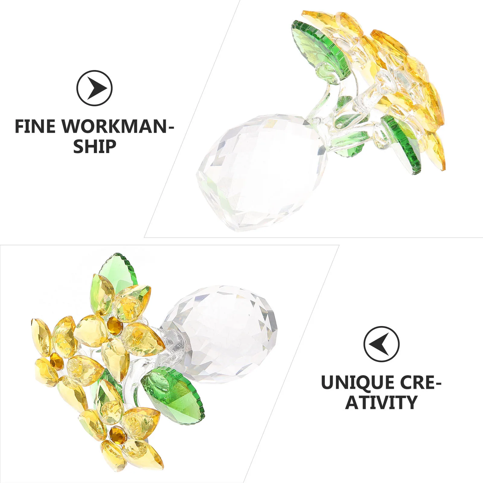 

1Pcs Pineapple Shaped Vase Ornament Crystal Craft Desktop Decor Exquisite Flower Design Compact Stable Base for Room Desk Decor