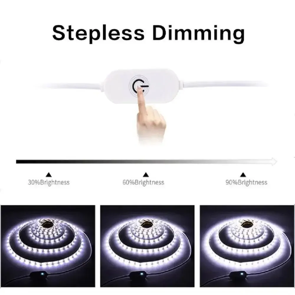 5V USB SMD2835 Flexible LED Tape Strip Touch Sensor Dimmer Self Adhesive Lamp For Kitchen Cabinet Stair DIY Decor Lighting