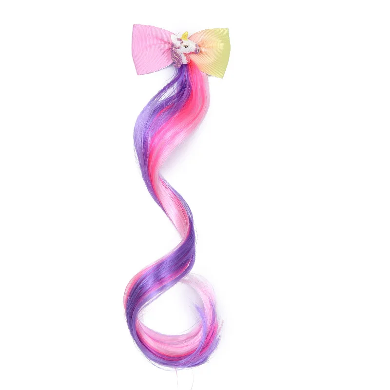 Children Unicorn Colorful Wig Hairpins Hair Accessories Kids Girls Hairclip Fake Hair Twist Braid Headdress Hair Clips Barrettes