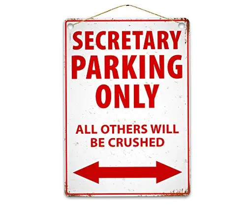 Funny Secretary Parking Only Wall Poster Tin Sign Vintage BBQ Restaurant Dinner Room Cafe Shop Decor