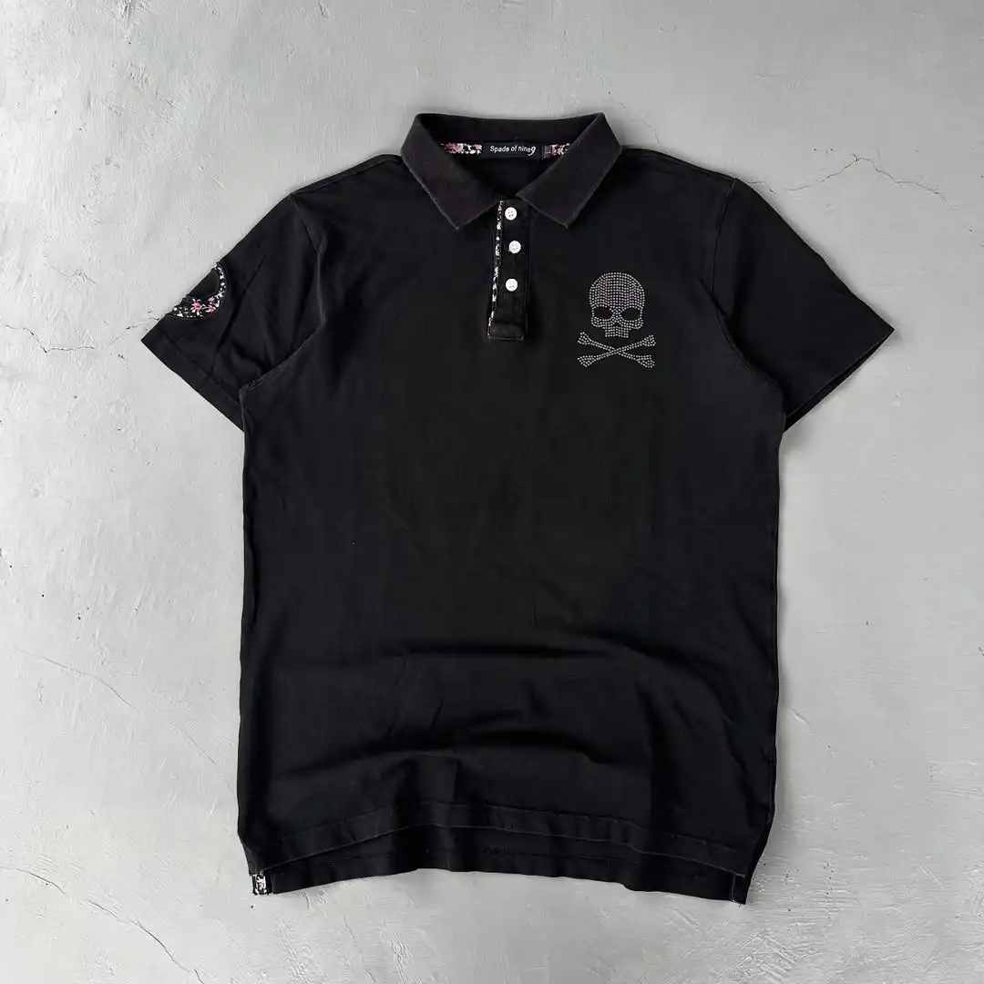 

Мужские рубашки поло в классическом стиле в Европе и Америке 2025 года, черные футболки в стиле Харадзюку в стиле минимализм, готическая одежда