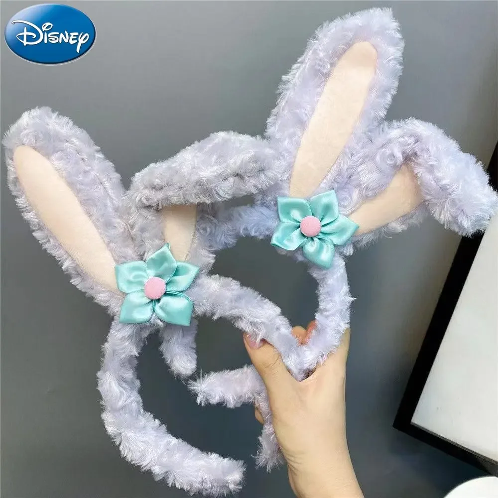 Disney StellaLou Hair decoration Cute Plush Bunny Ear Headband Hair Rope Strawberry Bear Headgear Christmas Hair Accessories