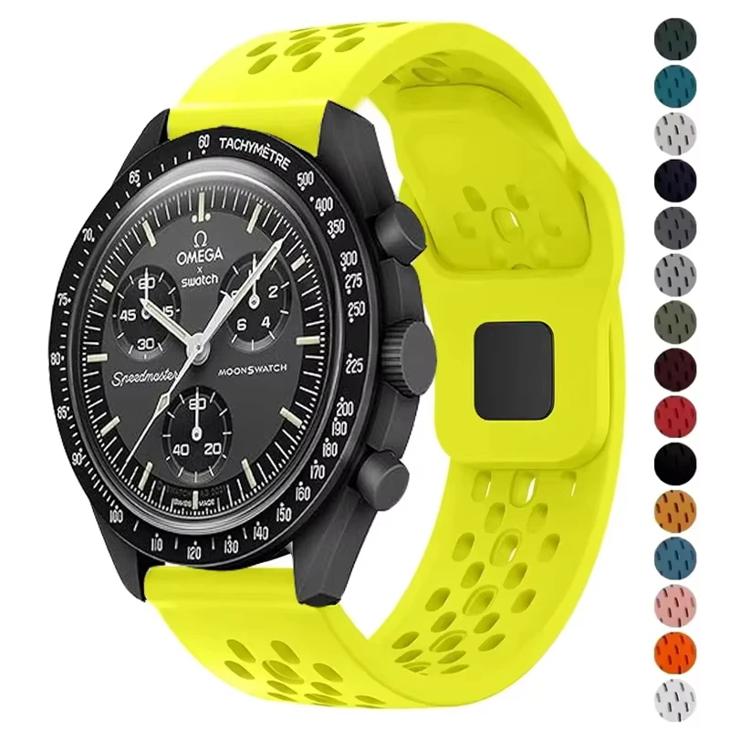22mm 20mm Sport Silicone Strap For Omega X Swatch Joint MoonSwatch Bracelet Strap For Samsung Watch 3 4 5 6 7 40 44mm 5Pro 45mm