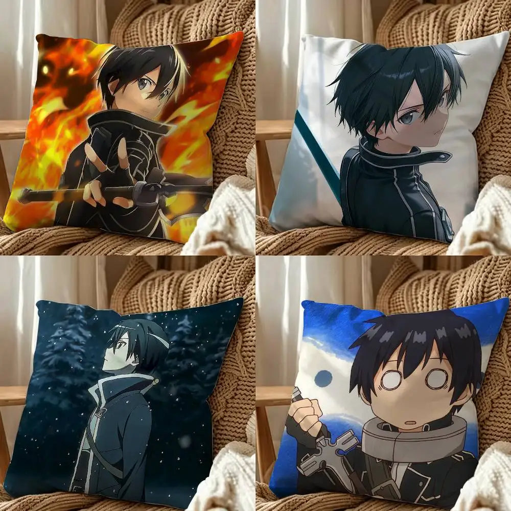 Kirito Kazuto Sword Art Online Double-Sided Printed Cushion Cover Bedroom Bedside Sofa Pillow Case